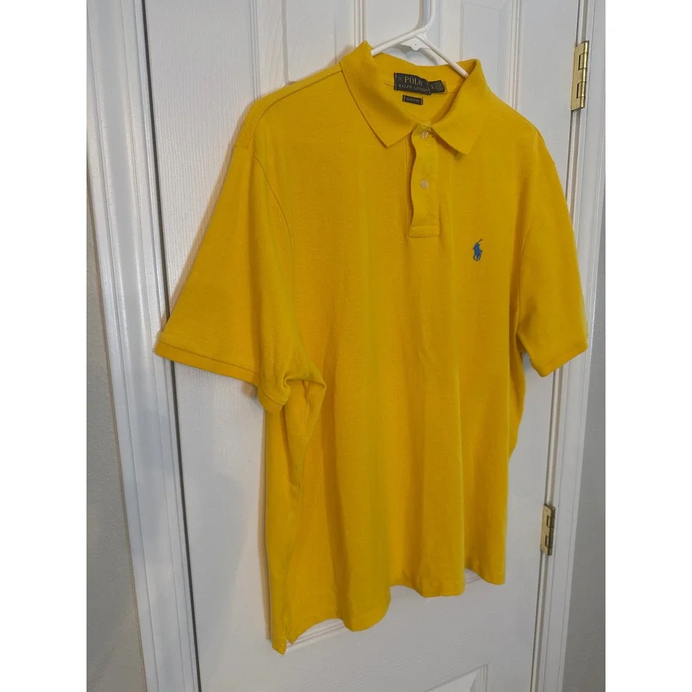 Polo Ralph Lauren Mens XL Yellow Classic Fit Short Sleeve Pique Polo Shirt